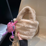 Faux Fur Shoulder Tote Bag for Women Winter