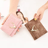 Cartoon Deer Zero Wallet Matte Three-Fold Short Wallet Female Niche