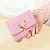 Cartoon Deer Zero Wallet Matte Three-Fold Short Wallet Female Niche