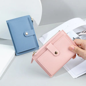 Short Zipper Wallet for Women with Card Slots