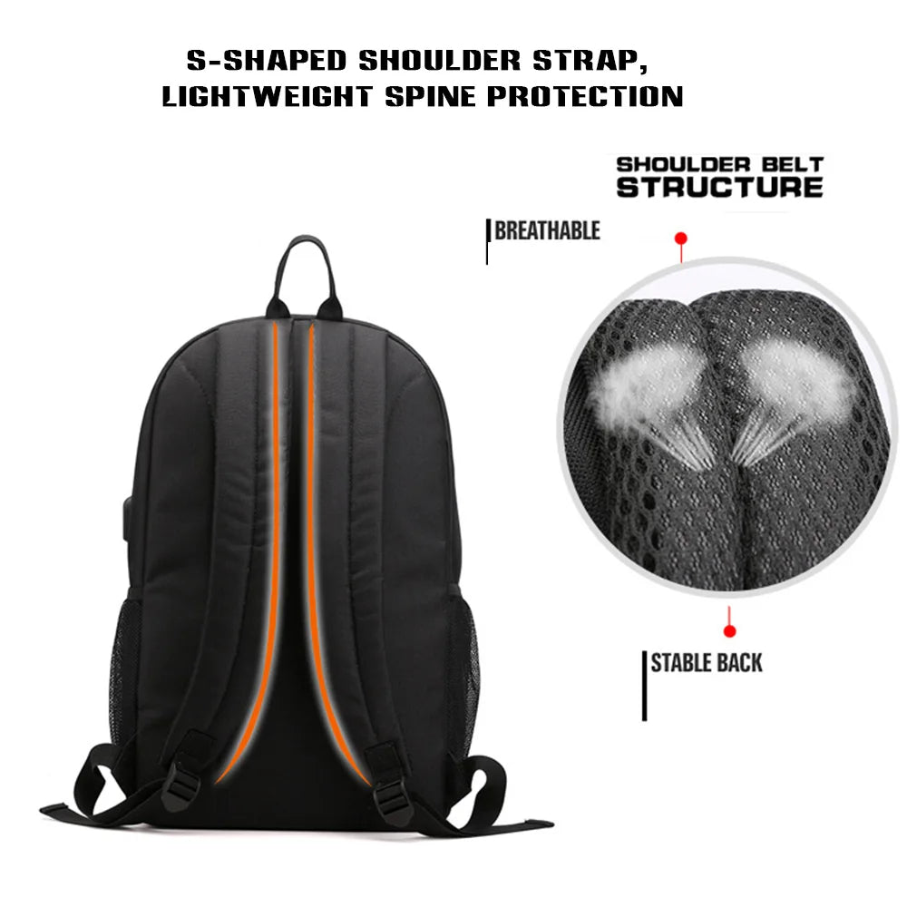 School Shoulder Backpack with Lock & USB Port B88
