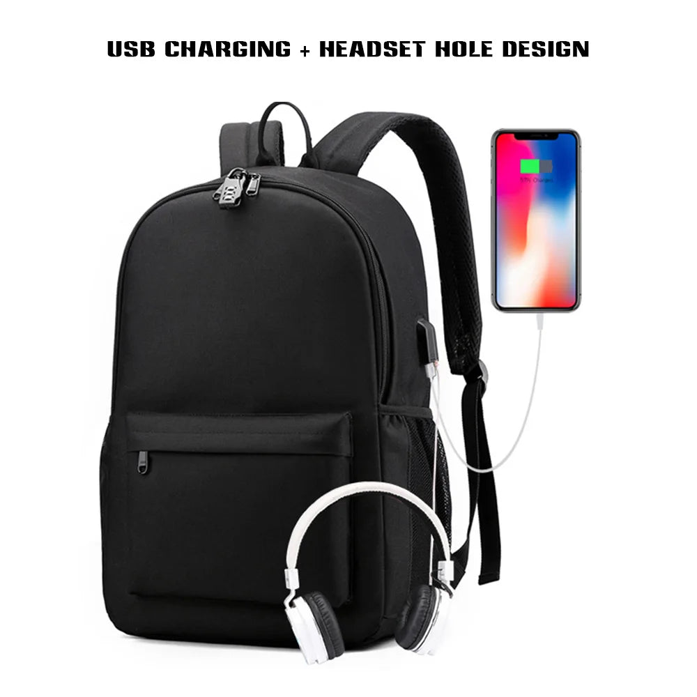 School Shoulder Backpack with Lock & USB Port B88