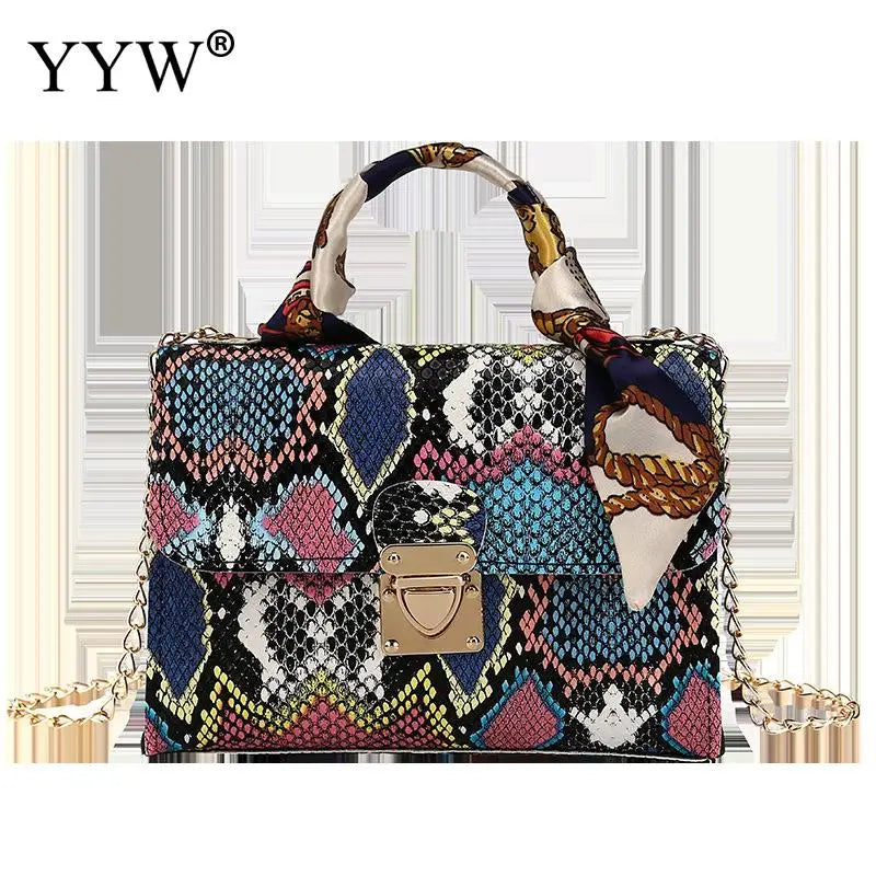 Snakeskin Scarf Women's Shoulder Bag Chain Handbag