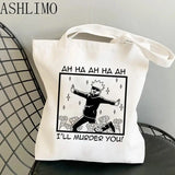 Jujutsu Kaisen Anime Shoulder Bag Harajuku Y2k Canvas Shopper Reusable Tote