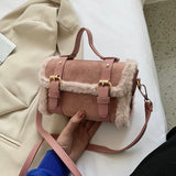 Plush Small Square Shoulder Bag for Women