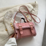 Plush Small Square Shoulder Bag for Women