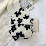 Floral Printing Plush Shoulder Bag for Women