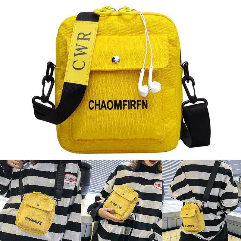 Canvas Shoulder Bag Casual Satchel Girls Zipper Crossbody Purse