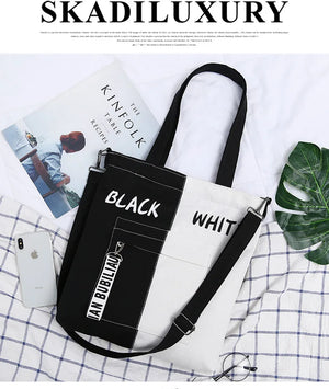 Canvas Shoulder Bag Casual Style Combination Material