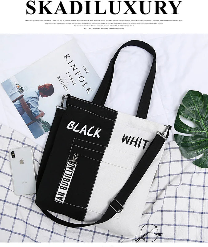 Canvas Shoulder Bag Casual Style Combination Material