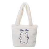 Little Bear Print Plush Shoulder Bag Women Autumn Winter Casual Large Capacity
