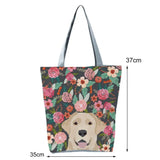Puppy Print Shoulder Bag Smooth Zipper Tote Bag