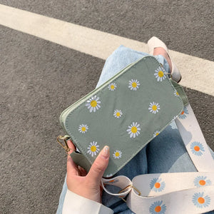 Daisy Pattern Shoulder Bag Handbags Small Square Messenger Tote Bags for Women