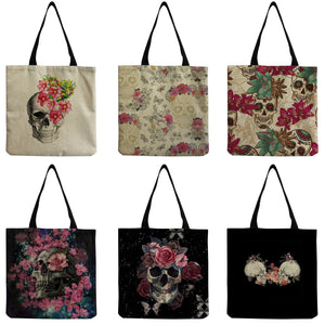 Skull Print Shoulder Bag Eco Friendly Tote Bag