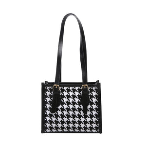 Plaid Pattern PU Leather Shoulder Bag for Women Girls