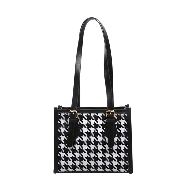 Plaid Pattern PU Leather Shoulder Bag for Women Girls