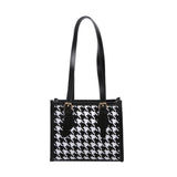 Plaid Pattern PU Leather Shoulder Bag for Women Girls