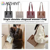 Plaid Pattern PU Leather Shoulder Bag for Women Girls