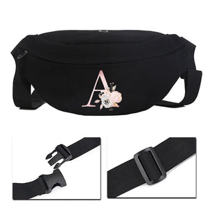Pink Flower Name Printing Pattern Cycling Bag