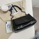 Shoulder Bag Female Handbags Casual Tote Folding Thick Chain Crossbody Bag