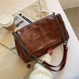 Shoulder Bag Female Handbags Casual Tote Folding Thick Chain Crossbody Bag
