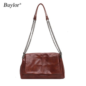 Shoulder Bag Female Handbags Casual Tote Folding Thick Chain Crossbody Bag