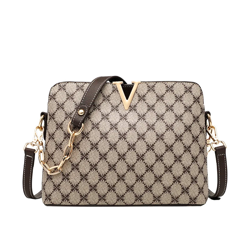 Women's Crossbody Shoulder Bag Messenger PU Leather Plaid Handbag