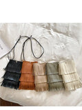 Fringe PU Shoulder Crossbody Bag Purse