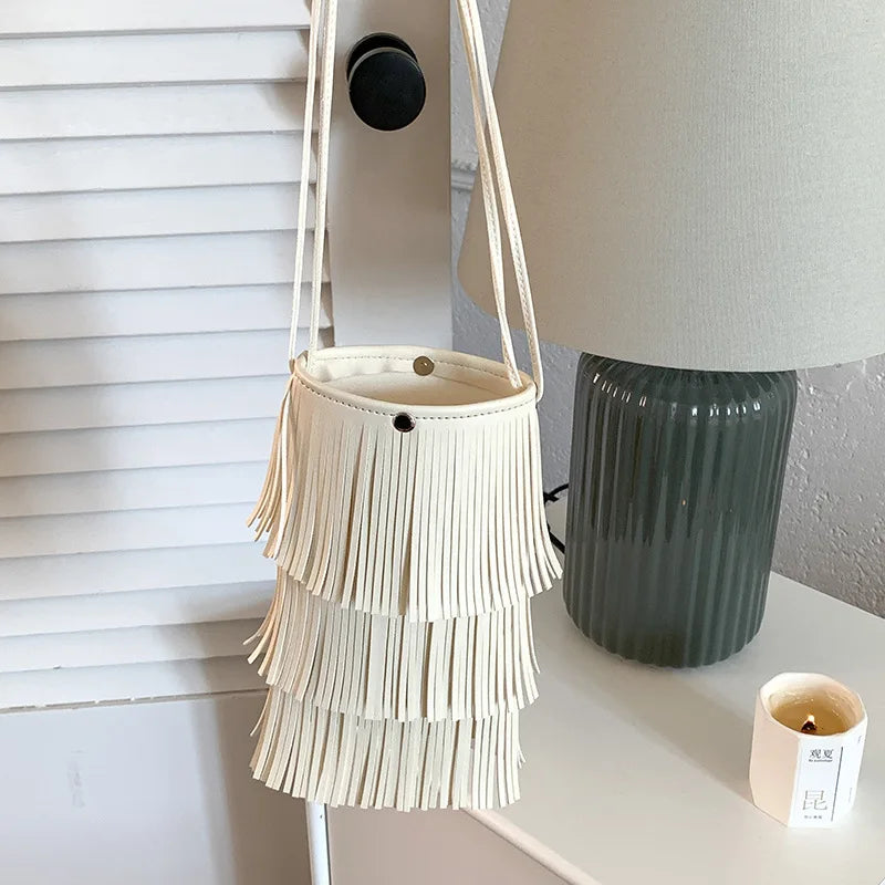 Fringe PU Shoulder Crossbody Bag Purse