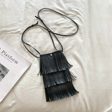 Fringe PU Shoulder Crossbody Bag Purse