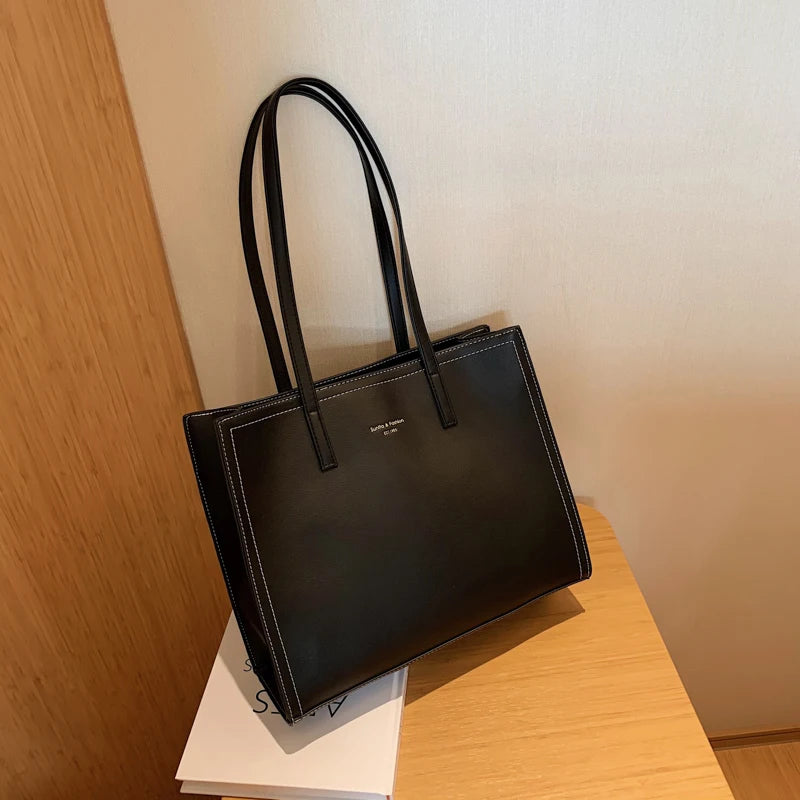 Women Shoulder Bag Large Capacity PU Leather Handbag High Handle Bags