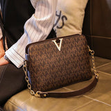 Women's Sling Chain Crossbody Bag Leather Shoulder Handbag