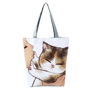 Animal Pattern Shoulder Bag Girl Kiss Storage Cartoon Reusable