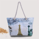 Canvas Shoulder Bag Stripe Painting Print Tote Beach Bag
