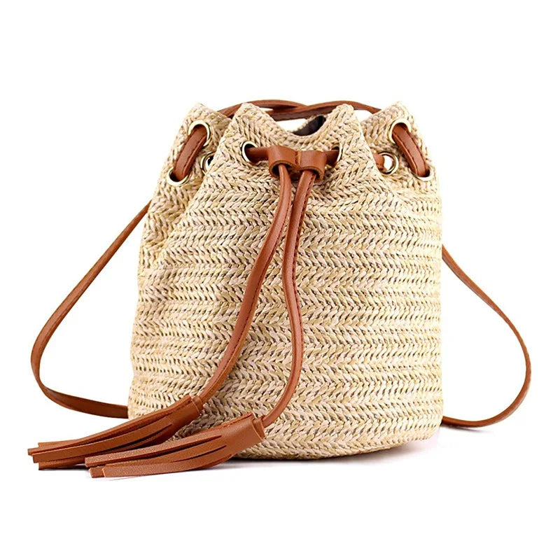Summer Beach Bags Tassels Crossbody Bag Weaving Money Bank Knitted Handbag