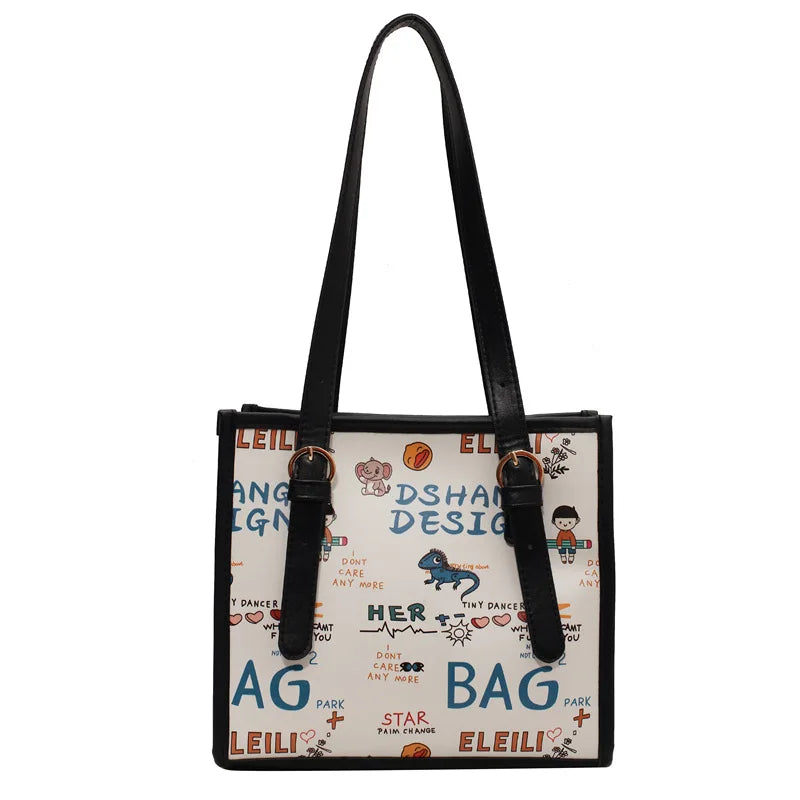 Ladies Cartoon Print Shoulder Bag Large Capacity
