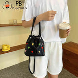 Love Heart Embroidered Crossbody Bag
