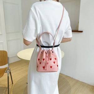 Love Heart Embroidered Crossbody Shoulder Bag