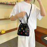 Love Heart Embroidered Crossbody Shoulder Bag Casual Purse Small Totes