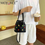 Love Heart Embroidered Crossbody Shoulder Bag Casual Purse Small Totes