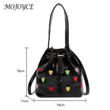 Love Heart Embroidered Crossbody Bag Small Tote Handbag