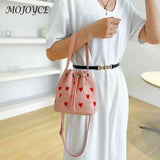 Love Heart Embroidered Crossbody Bag Small Tote Handbag