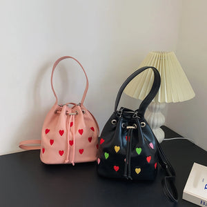 Love Heart Embroidered Shoulder Bag Crossbody