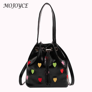 Love Heart Embroidered Crossbody Bag Small Tote Handbag