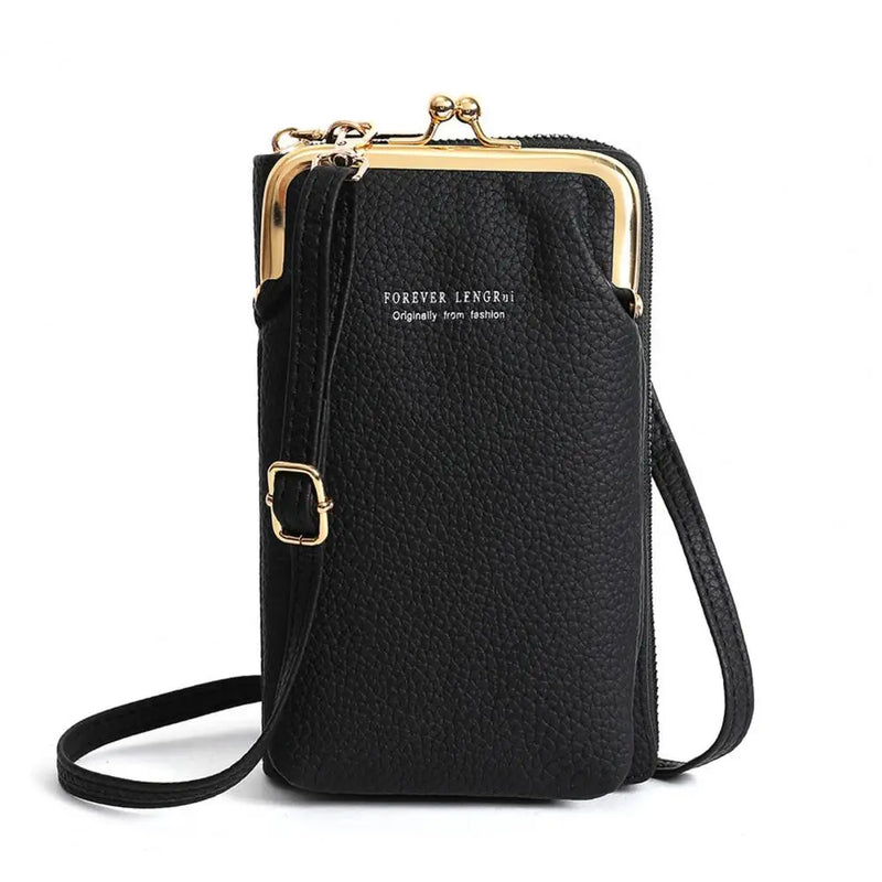 Lychee Texture Crossbody Phone Bag Faux Leather Messenger Bag