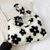 Plush Flower Pattern Shoulder Bag for Women