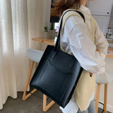 Shoulder Bag Smooth Zipper Faux Leather Solid Handle Bag
