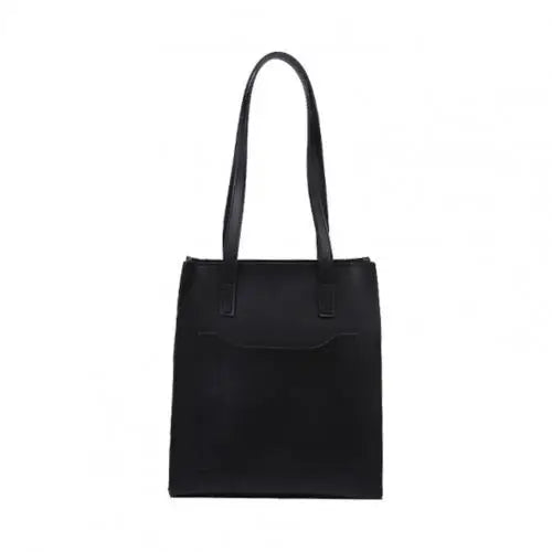 Shoulder Bag Smooth Zipper Faux Leather Solid Handle Bag