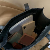 Shoulder Bag Smooth Zipper Faux Leather Solid Handle Bag