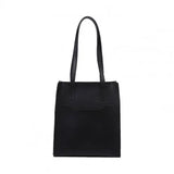 Shoulder Bag Smooth Zipper Faux Leather Solid Handle Bag